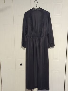 Sears Black Long Women's Lace-Trim Robe